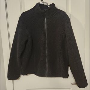 Joe Fresh Active fleece black jacket with zipper and pockets XL. Teddy Jacket